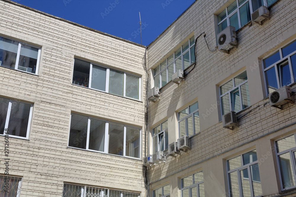 Part of the facade of an industrial building in the production area