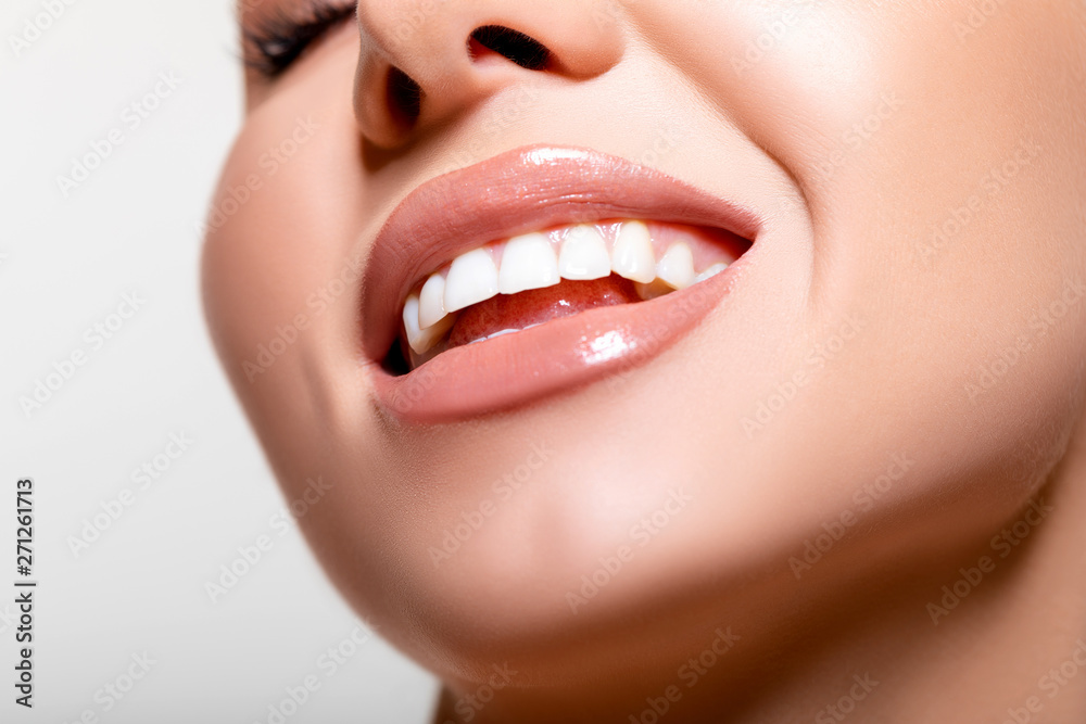 Obraz premium Beautiful lips makeup. Closeup. smile - Image 