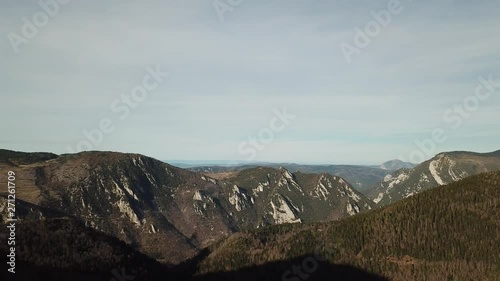 aerial view of pyrenean hill in Occitanie, Aude in the South of France