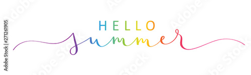 HELLO SUMMER rainbow vector brush calligraphy banner
