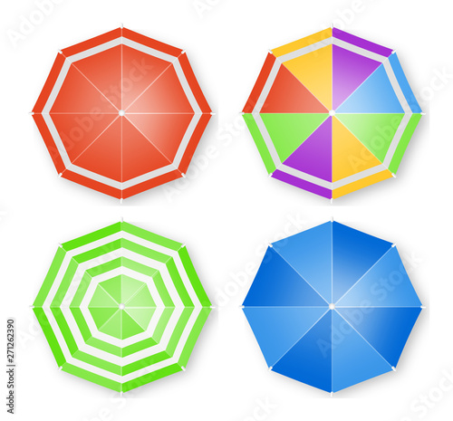 Umbrellas isolated Vector top view. colorful flat style umbrellas decors