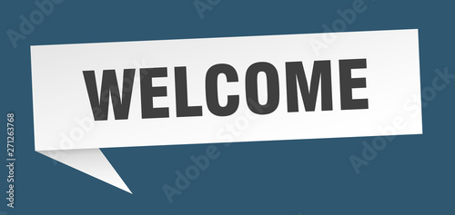 welcome 3d speech bubble sign