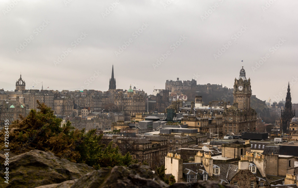 View of Edinburgh with the famous attractions