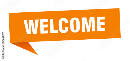 welcome 3d speech bubble sign