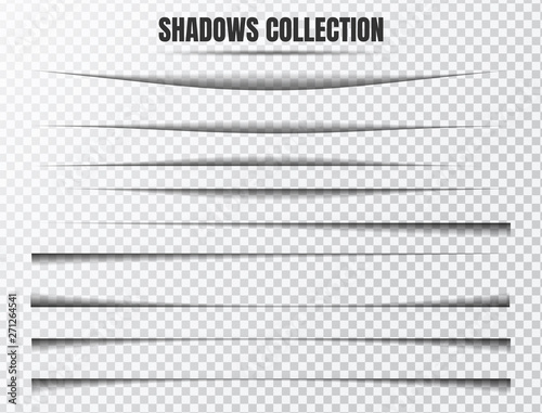 Realistic shadow effect vector set Separate components on a transparent background