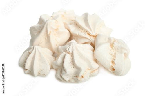 Many white crispy fresh meringues