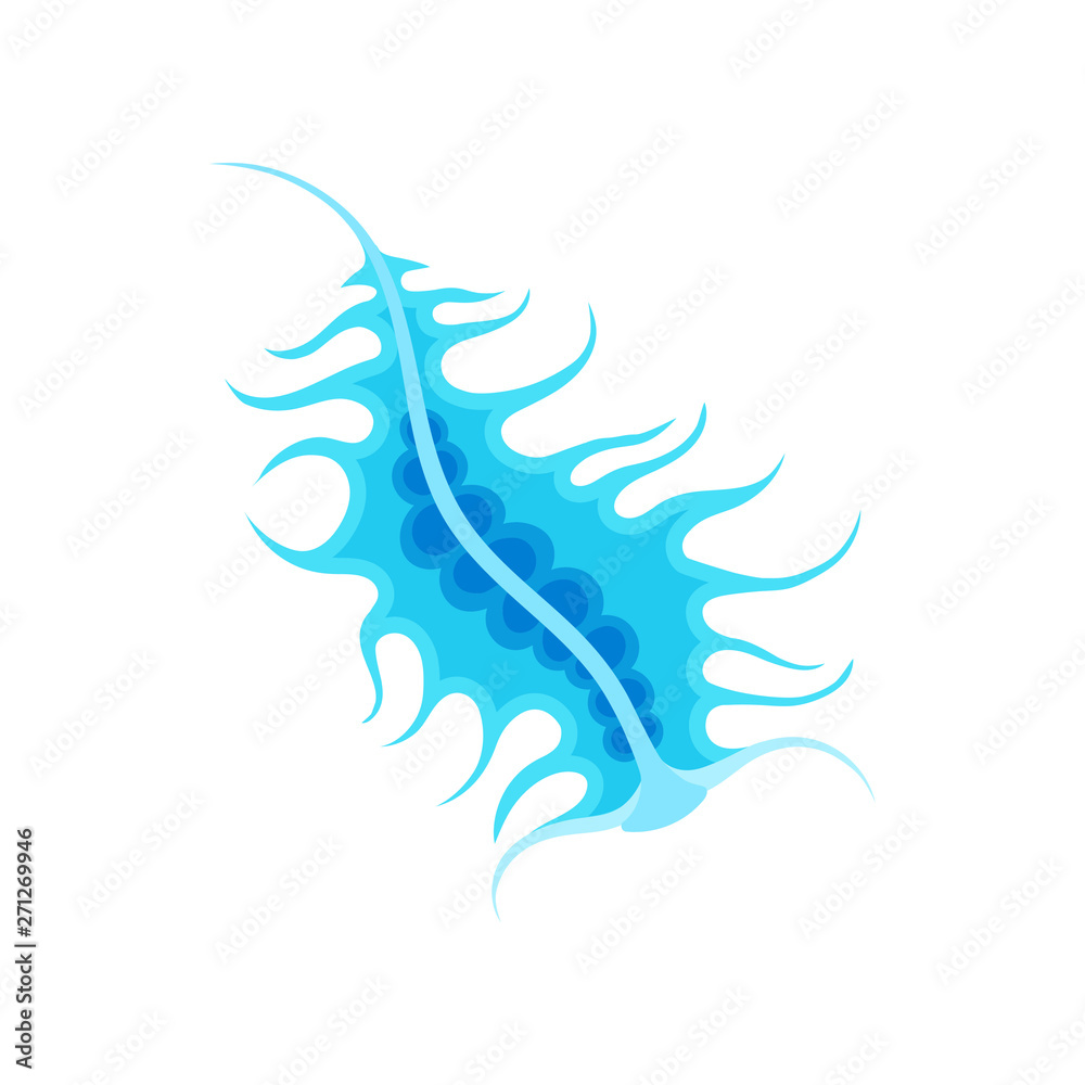 Obraz premium Blue plankton with tentacles. Vector illustration on white background.