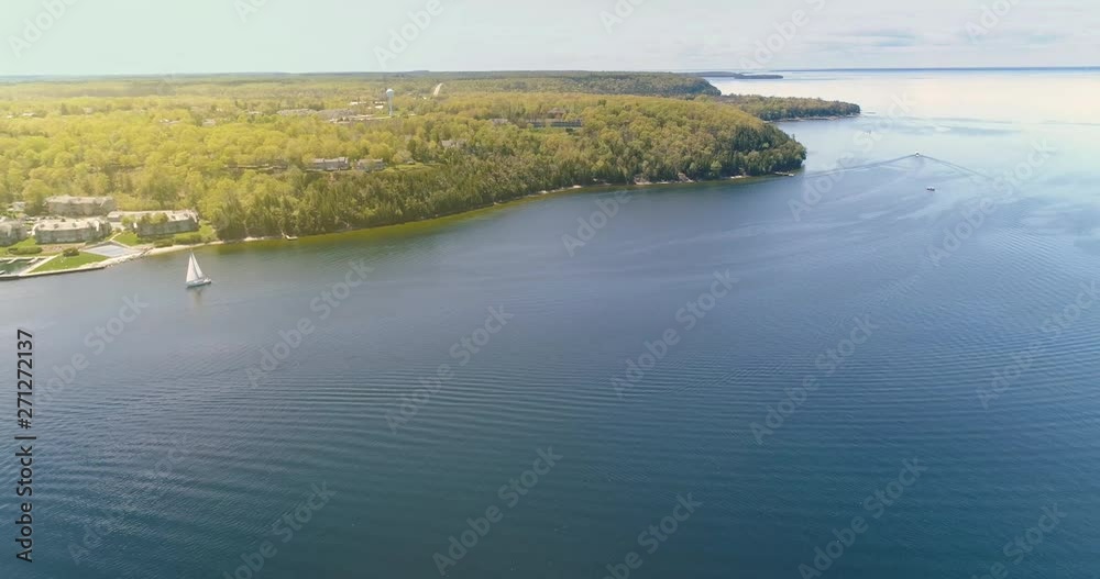 Aerial view of Door County Peninsula and Lake Michigan, Wisconsin. Light effect applied. Aerial view of Door County Peninsula and Lake Michigan, Wisconsin. Light effect applied.