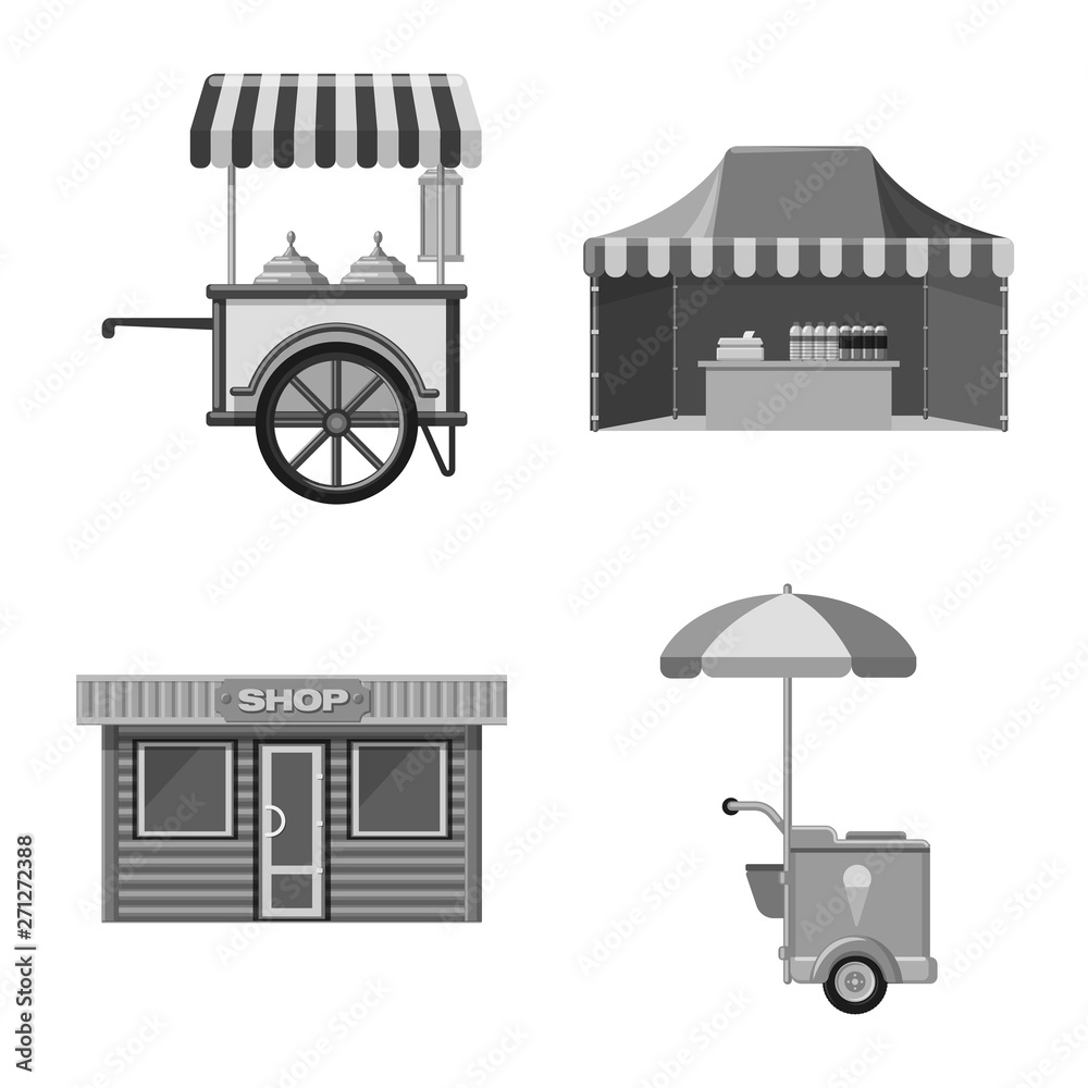 Naklejka premium Isolated object of market and exterior icon. Collection of market and food vector icon for stock.