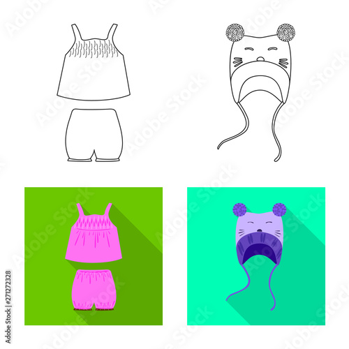 Isolated object of fashion and garment sign. Collection of fashion and cotton stock symbol for web.