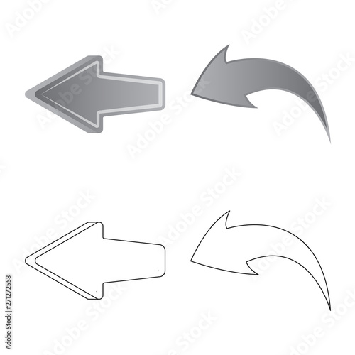 Vector design of element and arrow symbol. Collection of element and direction stock symbol for web.