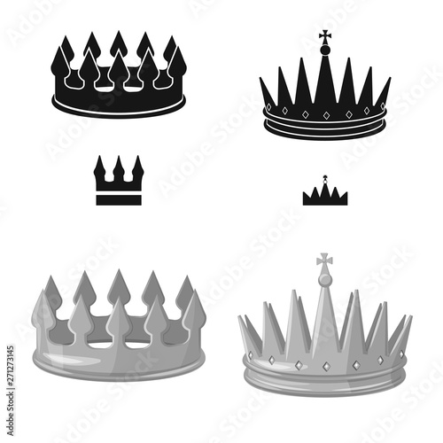 Vector design of medieval and nobility symbol. Collection of medieval and monarchy vector icon for stock.