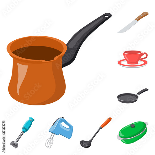 Isolated object of kitchen and cook icon. Set of kitchen and appliance stock symbol for web.