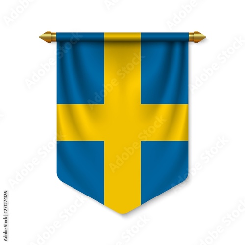 3d realistic pennant with flag