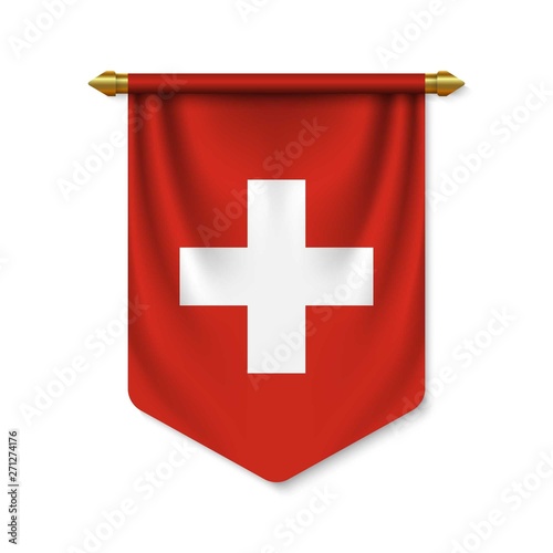 3d realistic pennant with flag