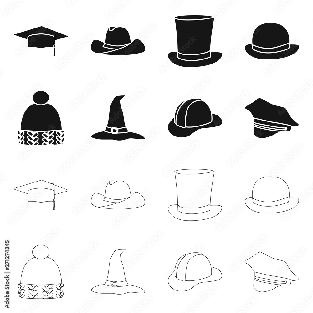 Vector design of clothing and cap logo. Set of clothing and beret vector icon for stock. Vector design of clothing and cap logo. Set of clothing and beret vector icon for stock.