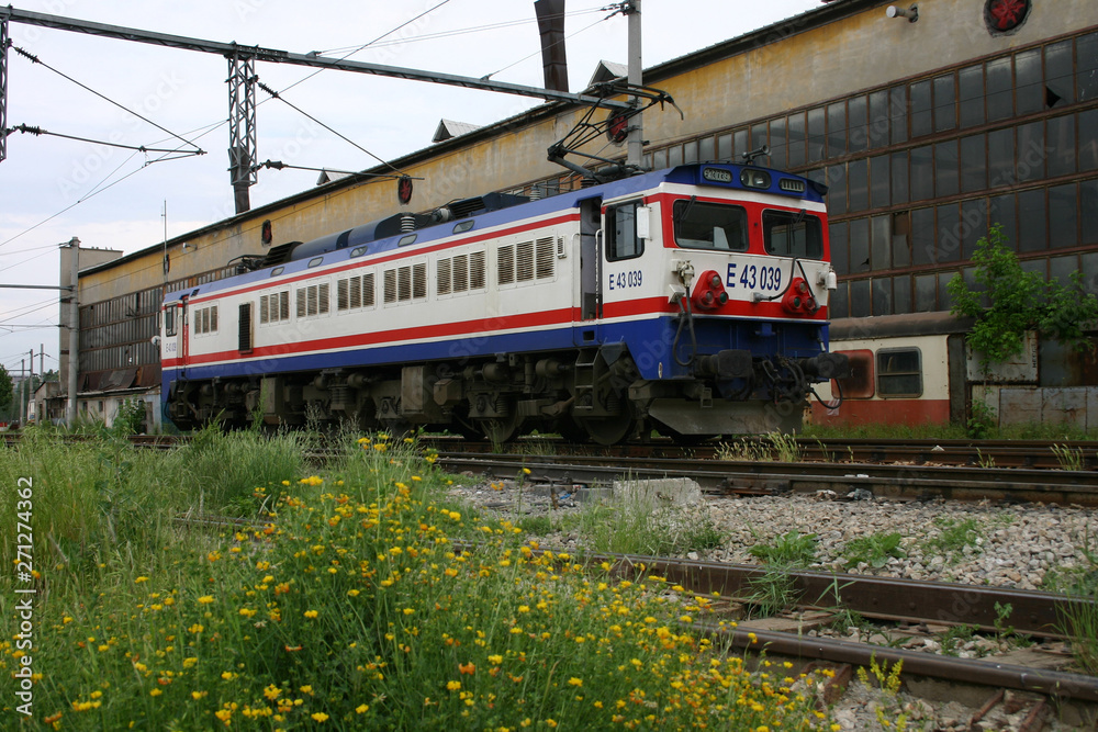 Naklejka premium Electric locomotives and their electronic circuits from modern means of transport. These trains don't pollute the air at all.