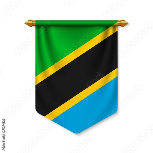 3d realistic pennant with flag