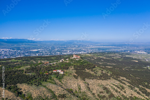 Aerial view of the monastery Shavnabada.Tbilisi. Georgia. Bird's-eye.