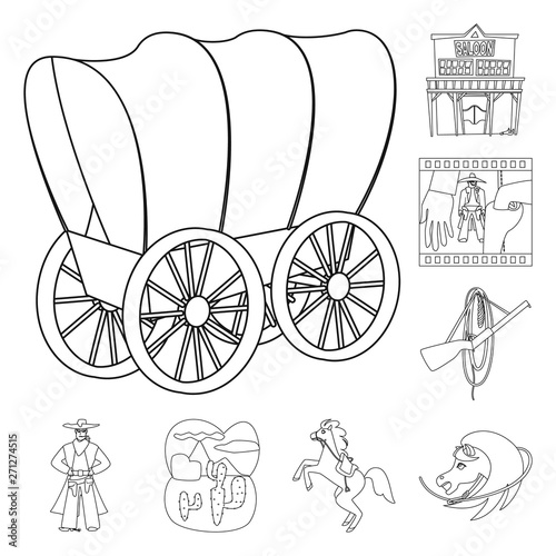 Vector design of western and american sign. Set of western and farm vector icon for stock.
