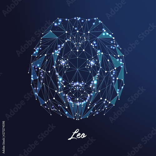 Zodiac sign Leo. The symbol of the astrological horoscope. Polygonal illustration