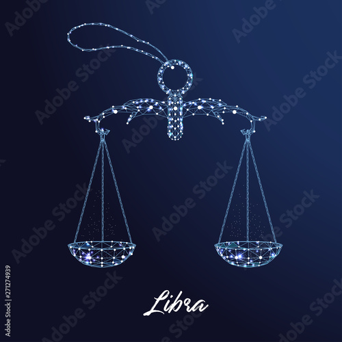 Zodiac sign Libra. The symbol of the astrological horoscope. Polygonal illustration