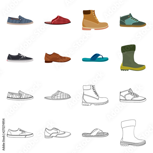 Vector design of shoe and footwear logo. Set of shoe and foot stock vector illustration.