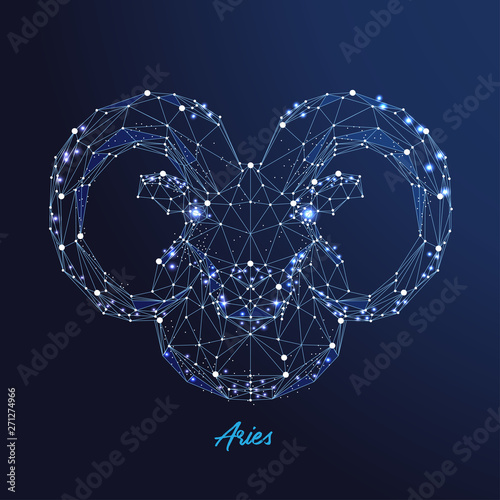 Zodiac sign Aries. The symbol of the astrological horoscope. Polygonal illustration