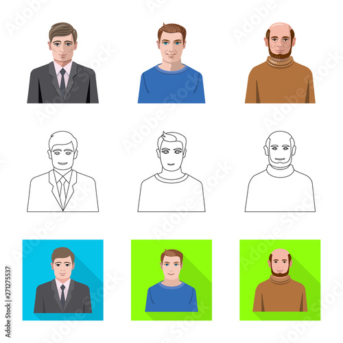 Vector design of hairstyle and profession symbol. Set of hairstyle and character stock symbol for web.