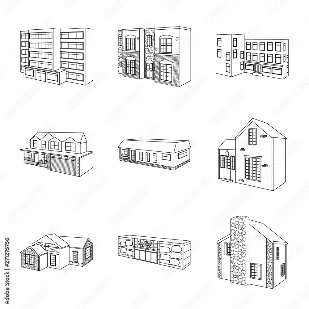 Vector design of city and construction icon. Set of city and estate vector icon for stock.