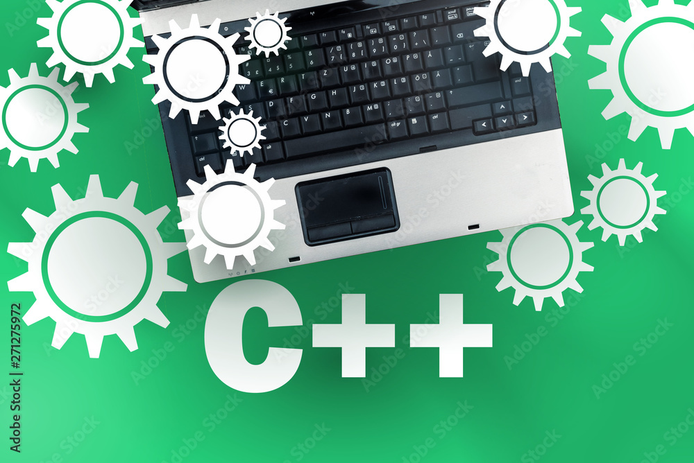  C++ programming language. Laptop on c++