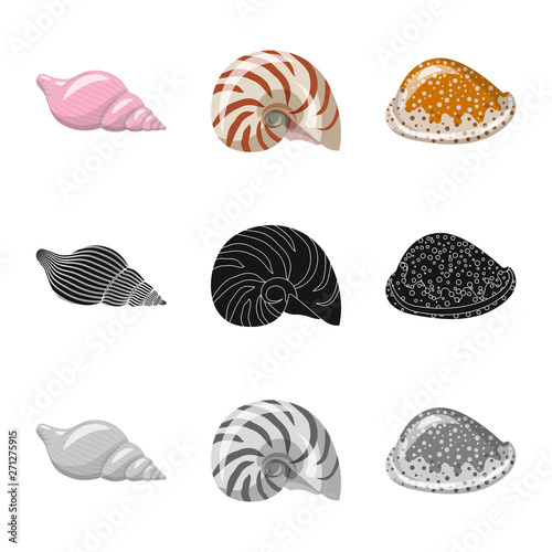 Vector illustration of animal and decoration sign. Collection of animal and ocean stock vector illustration. © Svitlana