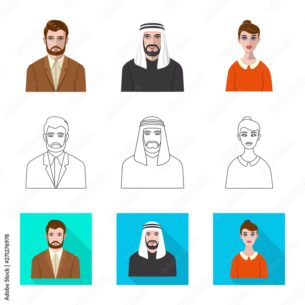 Isolated object of hairstyle and profession symbol. Set of hairstyle and character stock vector illustration. Isolated object of hairstyle and profession symbol. Set of hairstyle and character stock vector illustration.