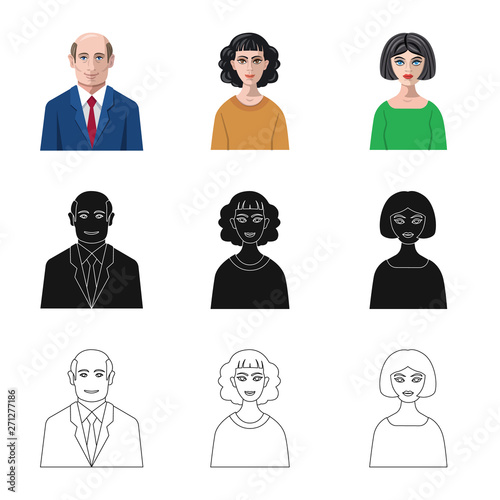 Vector design of hairstyle and profession  symbol. Collection of hairstyle and character  stock symbol for web.