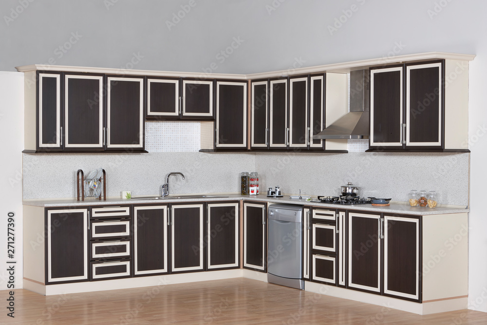 Modern kitchen interior,ready-made kitchen in film or photo studio Modern kitchen interior,ready-made kitchen in film or photo studio