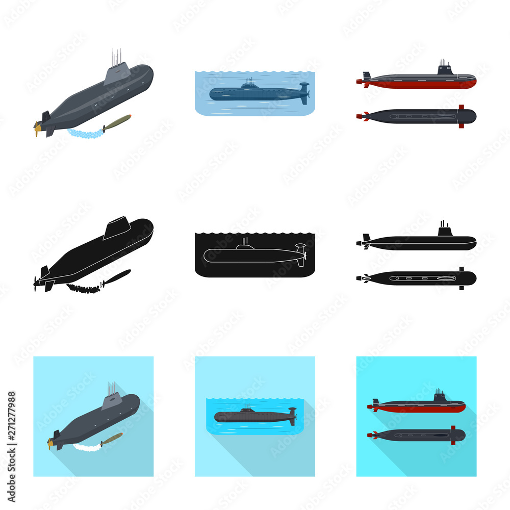 Fototapeta premium Isolated object of war and ship sign. Set of war and fleet vector icon for stock.