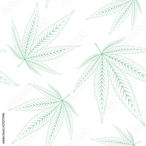 Hemp leaves seamless repetitive vector pattern