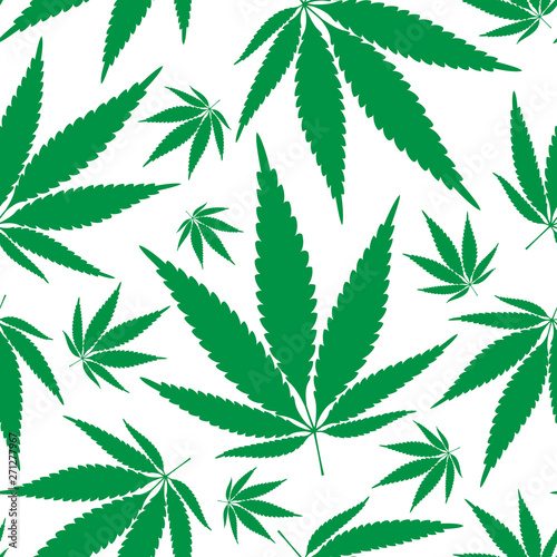 Hemp leaves seamless repetitive vector pattern