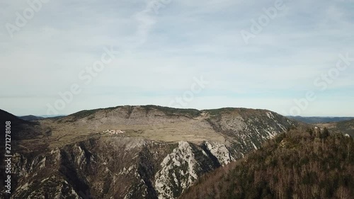 aerial view of pyrenean hill in Occitanie, Aude in the South of France