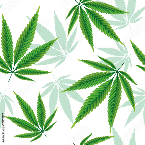 Hemp leaves seamless repetitive vector pattern