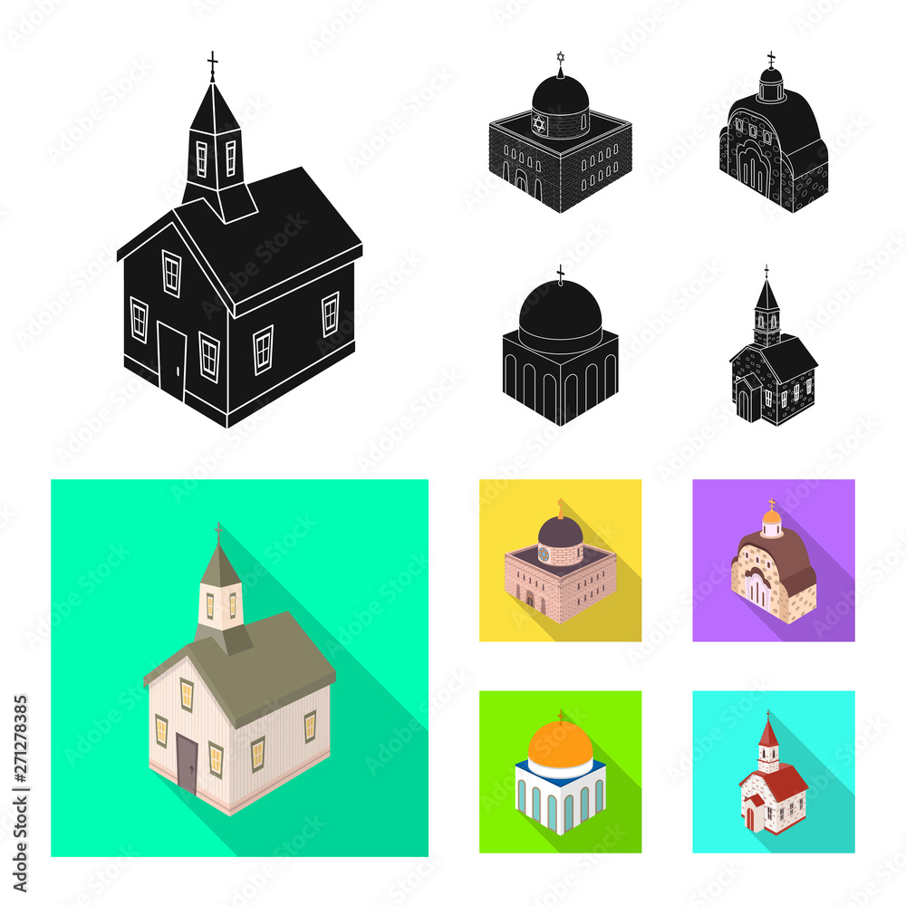 Vector design of temple and historic logo. Collection of temple and faith vector icon for stock.