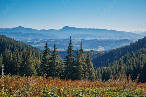 Landscape of The Carpathian Mountains in autumn © badahos