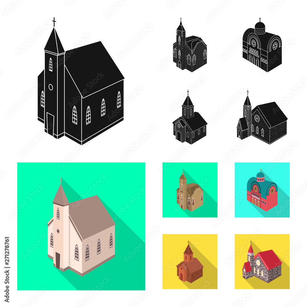 Isolated object of temple and historic icon. Collection of temple and faith stock symbol for web.