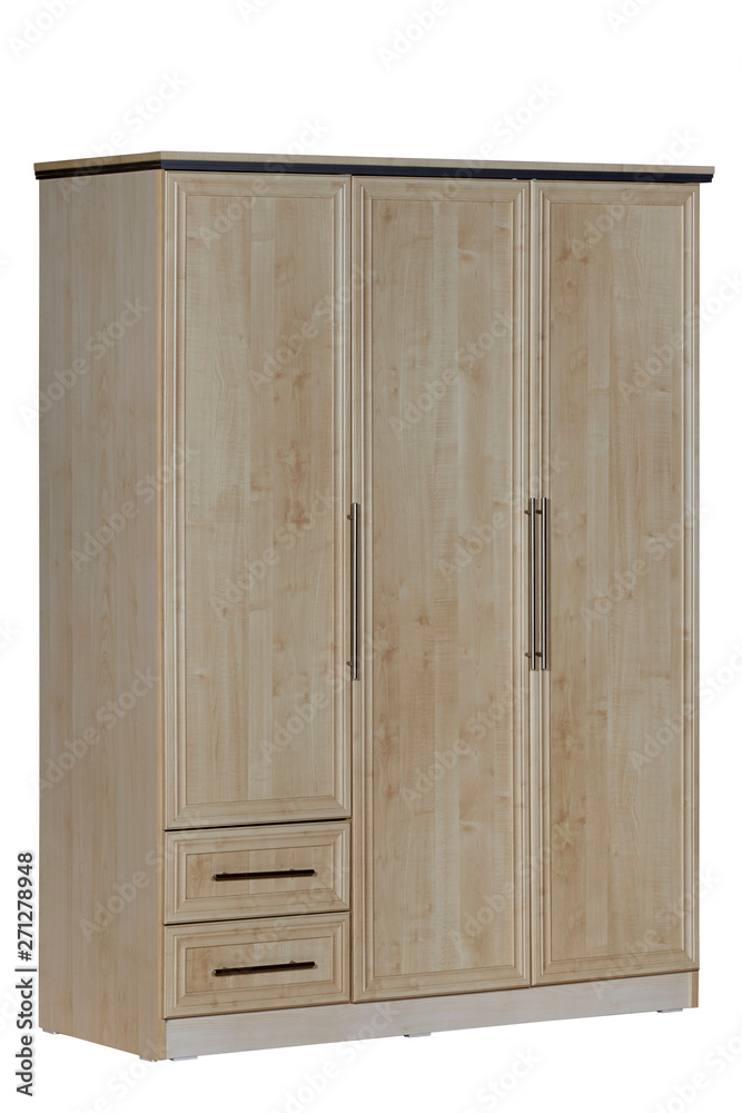 Wooden wardrobe isolated on white background Wooden wardrobe isolated on white background