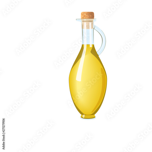 Glass empty decanter with cork, handle. tranparent flagon icy-white on white background.