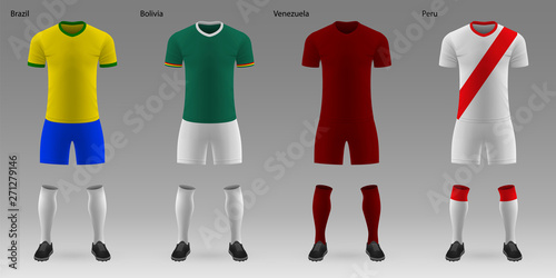 Set of realistic football kits