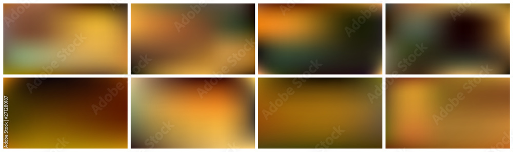 Set of multicolor backgrounds. Smooth and blurry abstract gradient for product presentation, brochure, flyer, poster, games, banner. Horizontal vector illustrations.