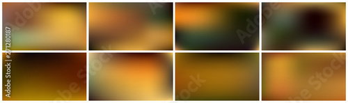 Set of multicolor backgrounds. Smooth and blurry abstract gradient for product presentation, brochure, flyer, poster, games, banner. Horizontal vector illustrations.