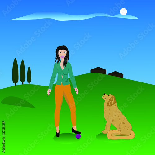 educatrice di cani con gioco di palla