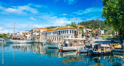 Old harbour on Limenas, capital and main port of Thassos island, Greece photo